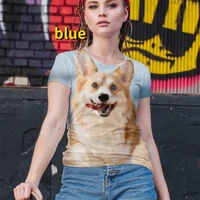 funny animal catdog print t shirt womens cute t shirts for girls summer short sleeve blouse