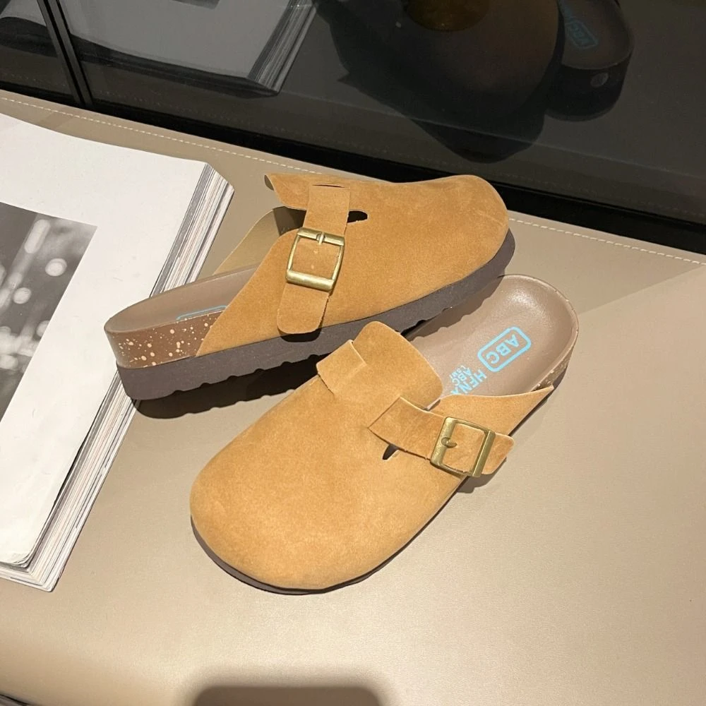 Удобные тапочки из искусственной кожи с поясом мягкие британские туфли Boken