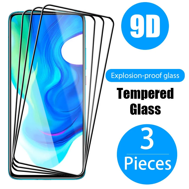 

3PCS Full Cover Protective Glass for Xiaomi Mi 10 9 Lite 10T Pro 10 9 9T A3 Screen Protector for Xiaomi Poco X3 Pro M3 F3 Glass