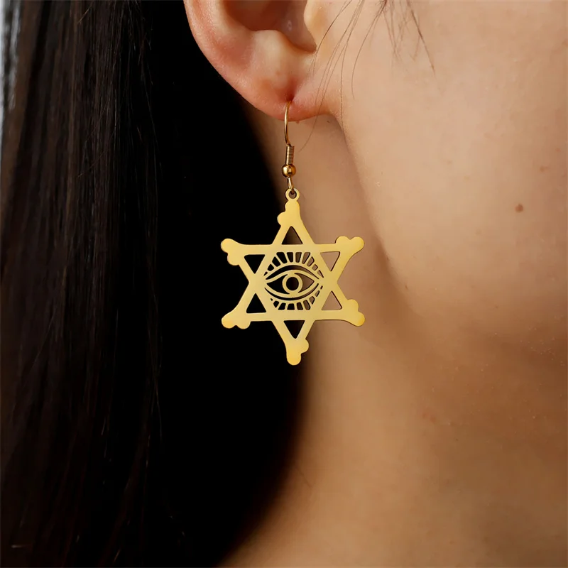Серьги-капли из нержавеющей стали со звездой Давида для женщин винтажные