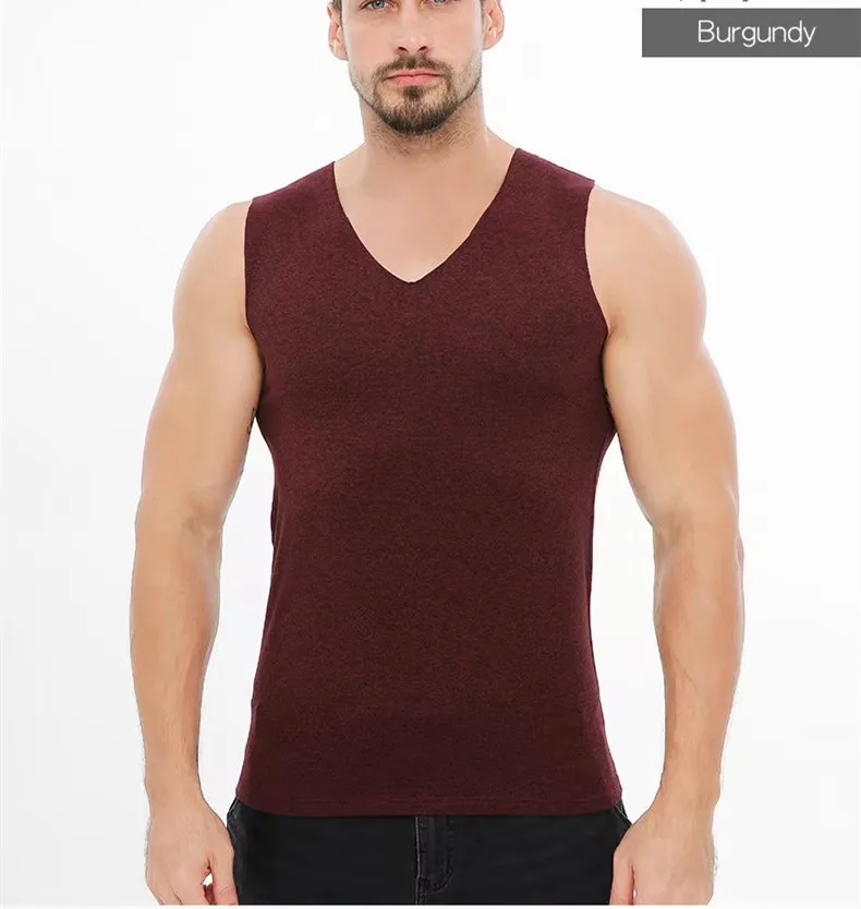 Autumn Winter Men Thermal Vest Soft Elastic Velvet Thick Underwear Slim Warmth Bottoming Tops All-match Sleeveless Cotton Vest