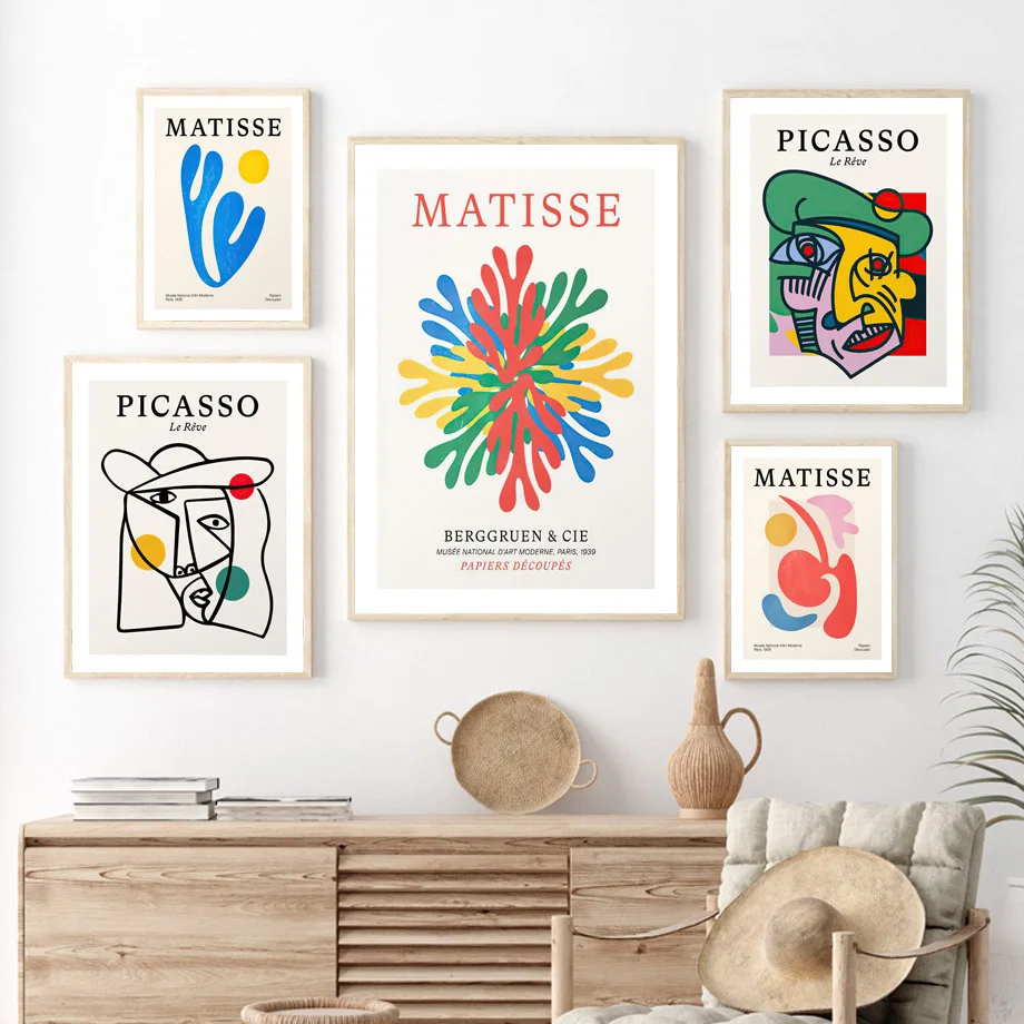 

Абстрактный скандинавский постер с изображением персонажа Пикассо, красочный Матисс Коралл, настенный художественный принт, Картина на холсте, декоративные картины для гостиной