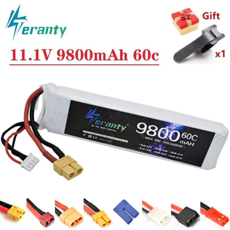 

Upgrade 9800mAh 11.1V 3s 60C Lipo Battery Spare Parts With T 2P Pulg For RC Car Airplane Boat Drone Quadcopter 3s 11.1V Battery