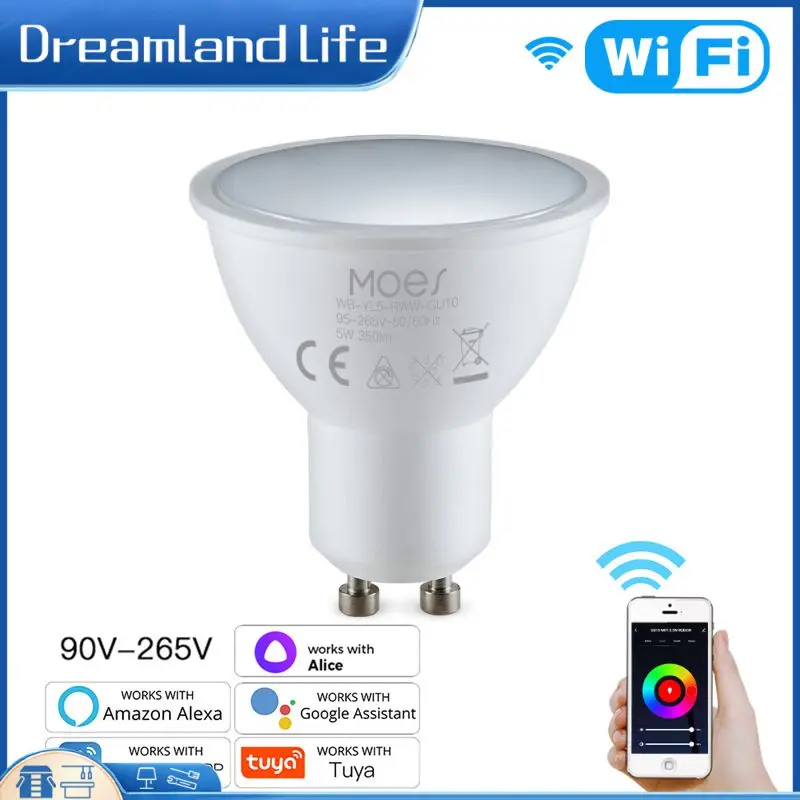 

Smart Home Spotlights Saving Energy Tuya Smart Gu10 Bulbs Work With Alexa Google Home Alice Rgbcw Dimmable Light Smart Life