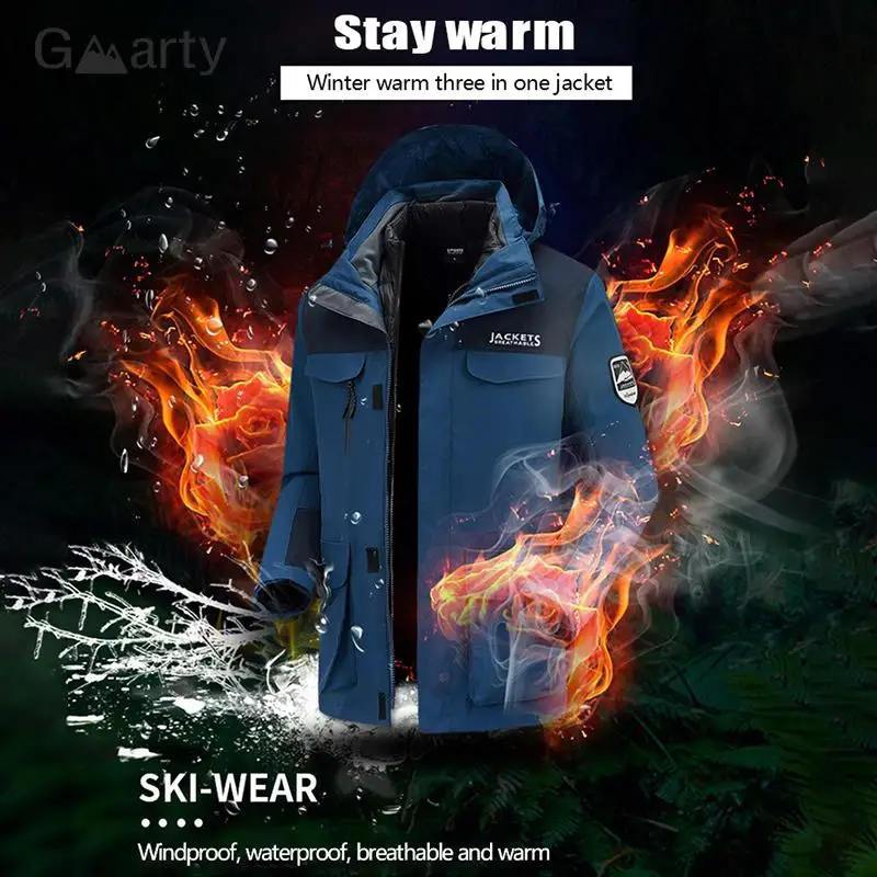 Skiing Snowboard Down Jacket Outdoor Sports Liner Jacket Three-in-one Two-piece Men's And Women's Autumn And Winter Apparel