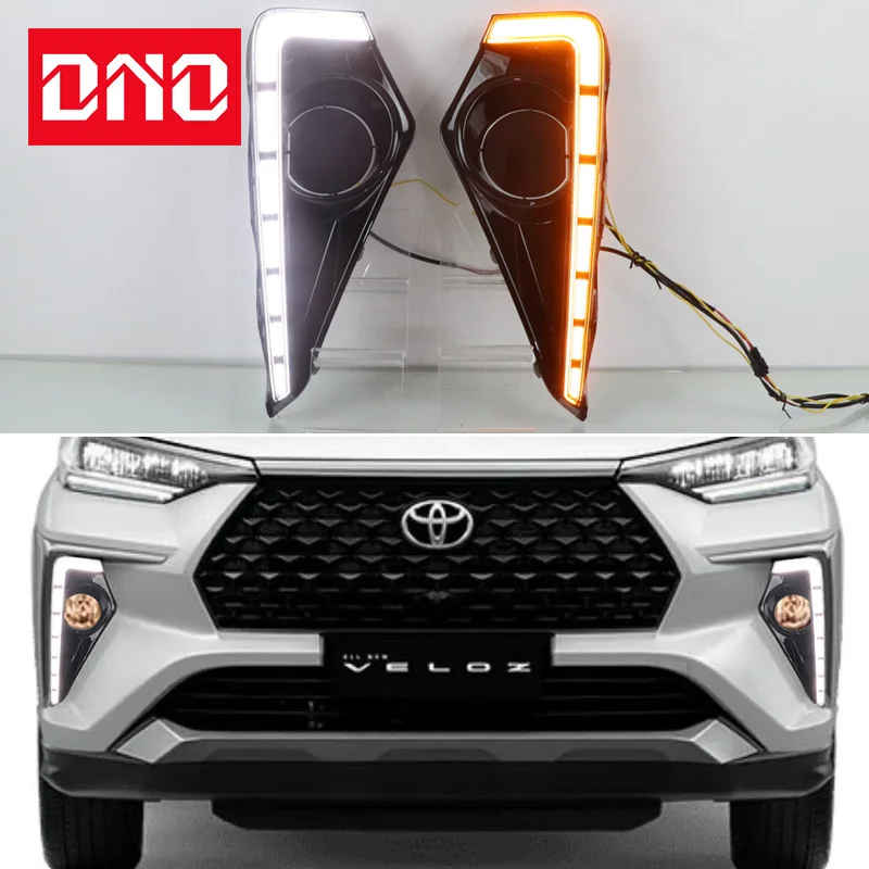 

Дневные ходовые огни для Toyota Vezol 2021 2022 2023, желтые указатели поворота, дневные ходовые огни, противотуманная фара