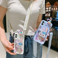 disney stellalou with crossbody strap quicksand stand phone cases for iphone 13 12 11 pro max mini xr xs max 8 x 7 back cover