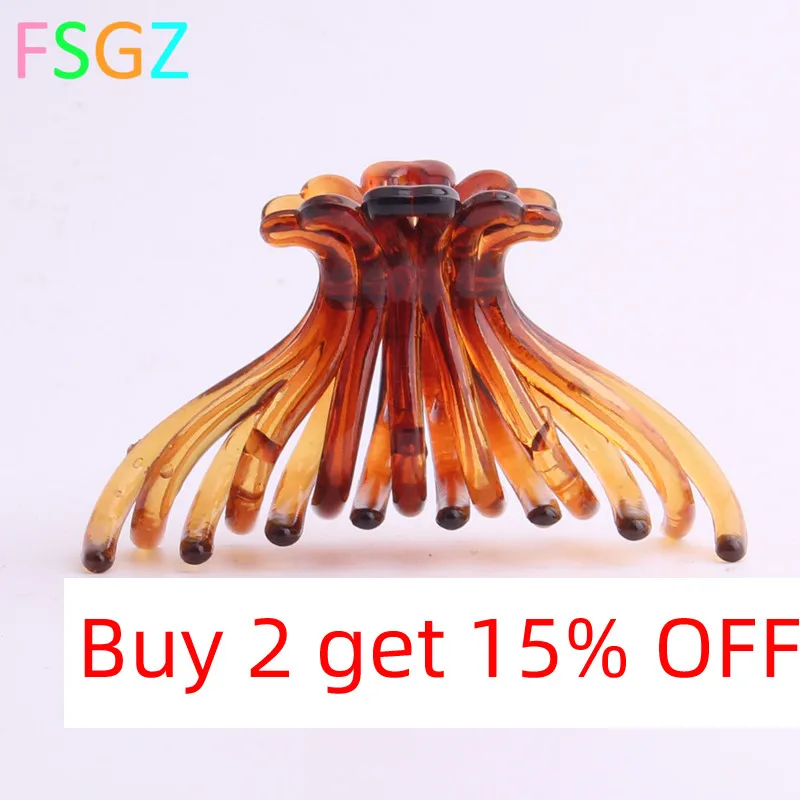 2 Pcs Plastic Hair Claw for Lady Pc Ponytail Holders Strong Bite Force Octopus Crab Jaw Clip Women Shower 8.5cm |