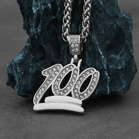hip hop bling 100 point pendant for men and women simple hollow charm pendant necklace diamond stainless steel jewelry gift