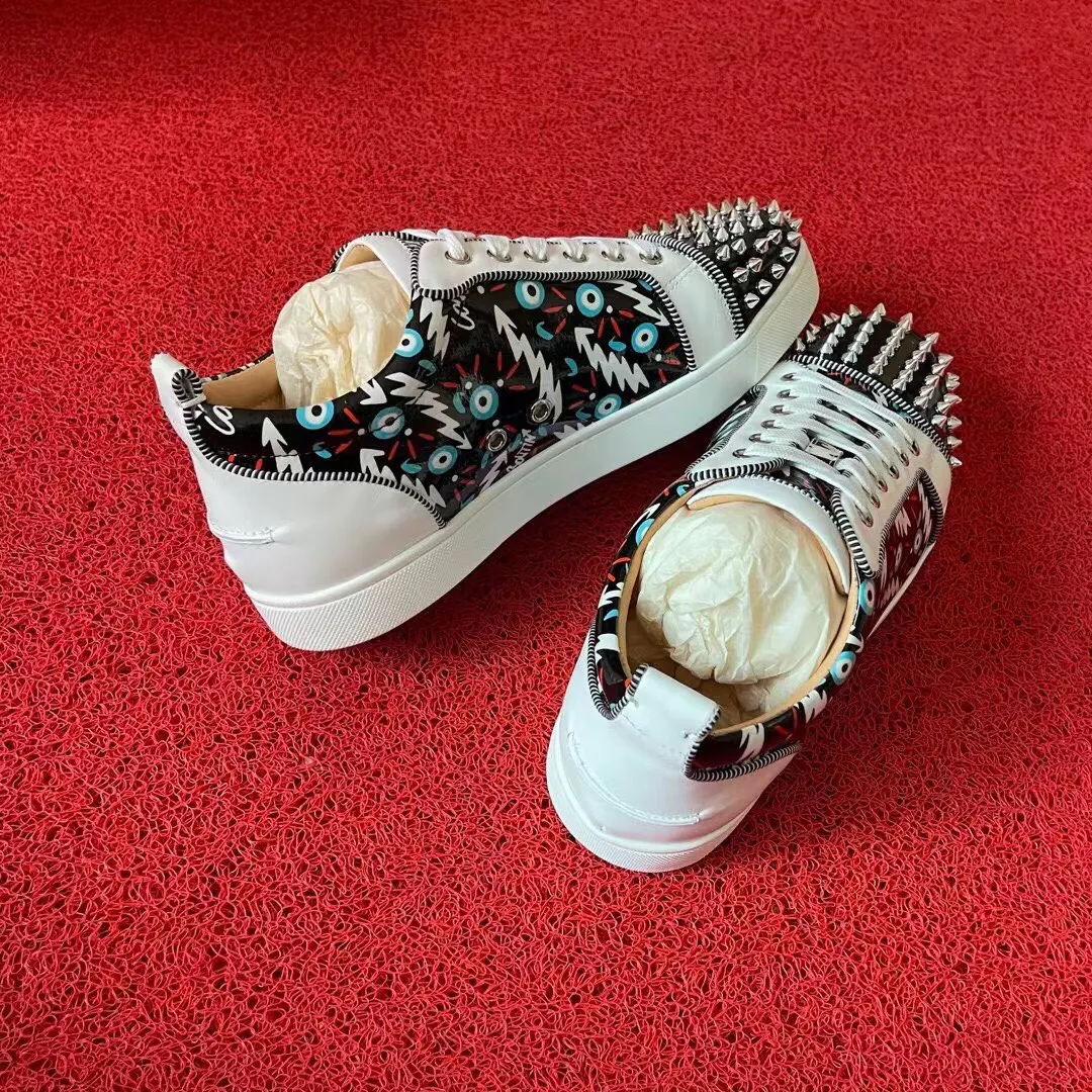 

Fashion Multicolor Graffiti Style Men's Shoes Red Sole Shoes for Women Sneakers Couples Casual Flat Shoes