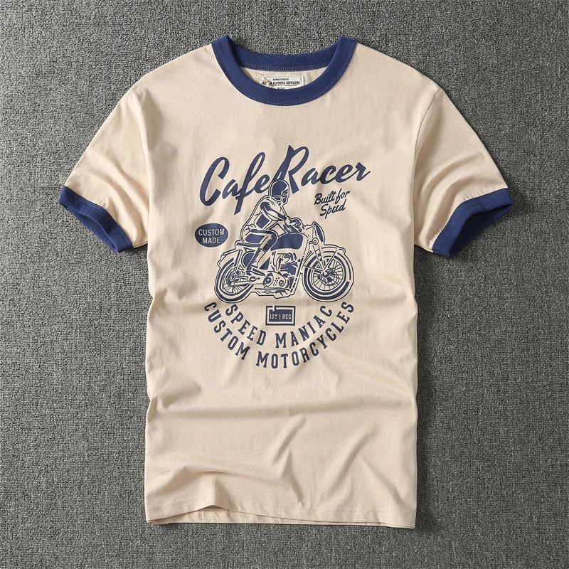 Летняя новая американская ретро футболка с коротким рукавом и круглым вырезом