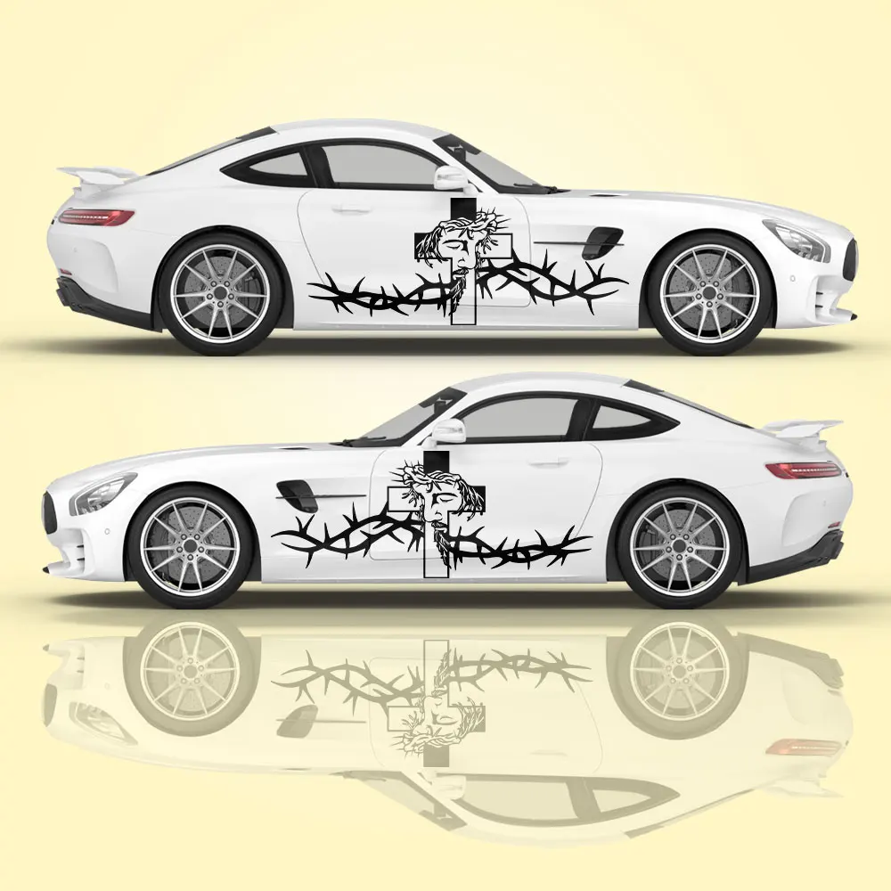

Jesus Cross Car Wrap Sticker Cast Vinyl Wrap Universal Size Sticker Decal High Quality Large Vehicle Graphic Decal