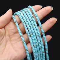 natural stone beads blue turquoise cylindrical faceted beads charms for jewelry making diy necklace bracelet earrings accessory