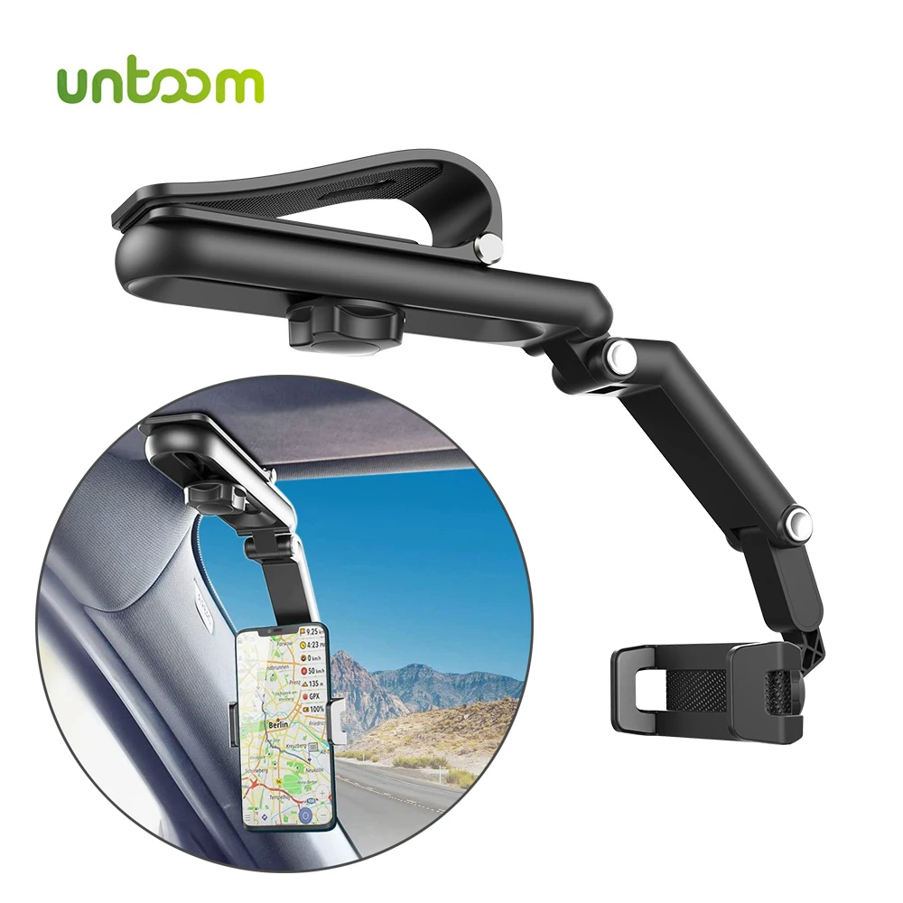 

Untoom Car Sun Visor Phone Holder Stand Universal Mobile Phone Clip for Car Rear View Mirror Mobile Cellphone GPS Bracket in Car