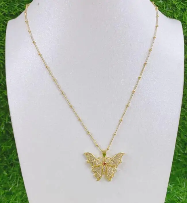 

1 шт. Сделай Сам Бабочка Золотой Цвет Мама Ожерелье с подвесками CZ Кристалл животное ожерелье с подвеской модные ювелирные изделия оптовая продажа gs4s