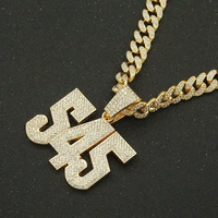 iced out cuban chains bling diamond number 545 rhinestone pendants mens necklace miami gold chain charm jewelry for men choker