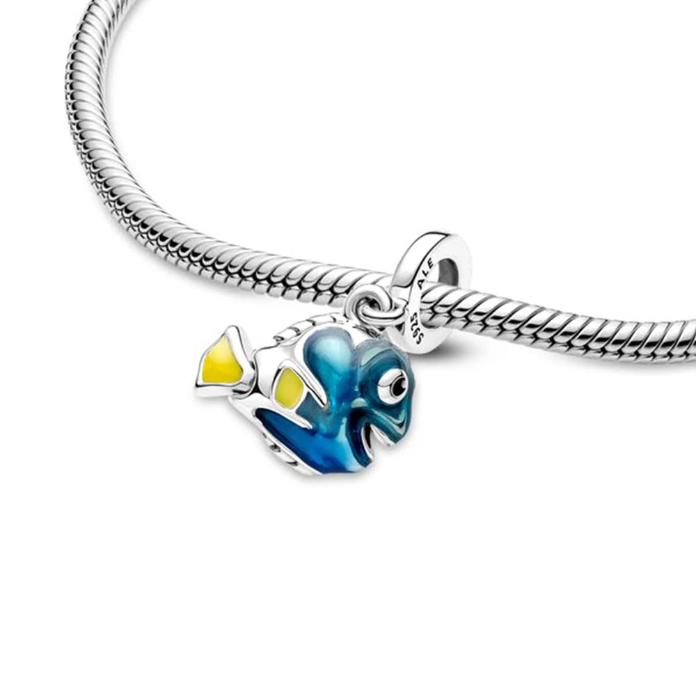 Pandora-Pieuvre mignonne en verre de Murano, poisson et tortue de mer et conque, perle, étoile de mer et coquillage, Triple Dangle Charm, Pixar Dory pour le bricolage