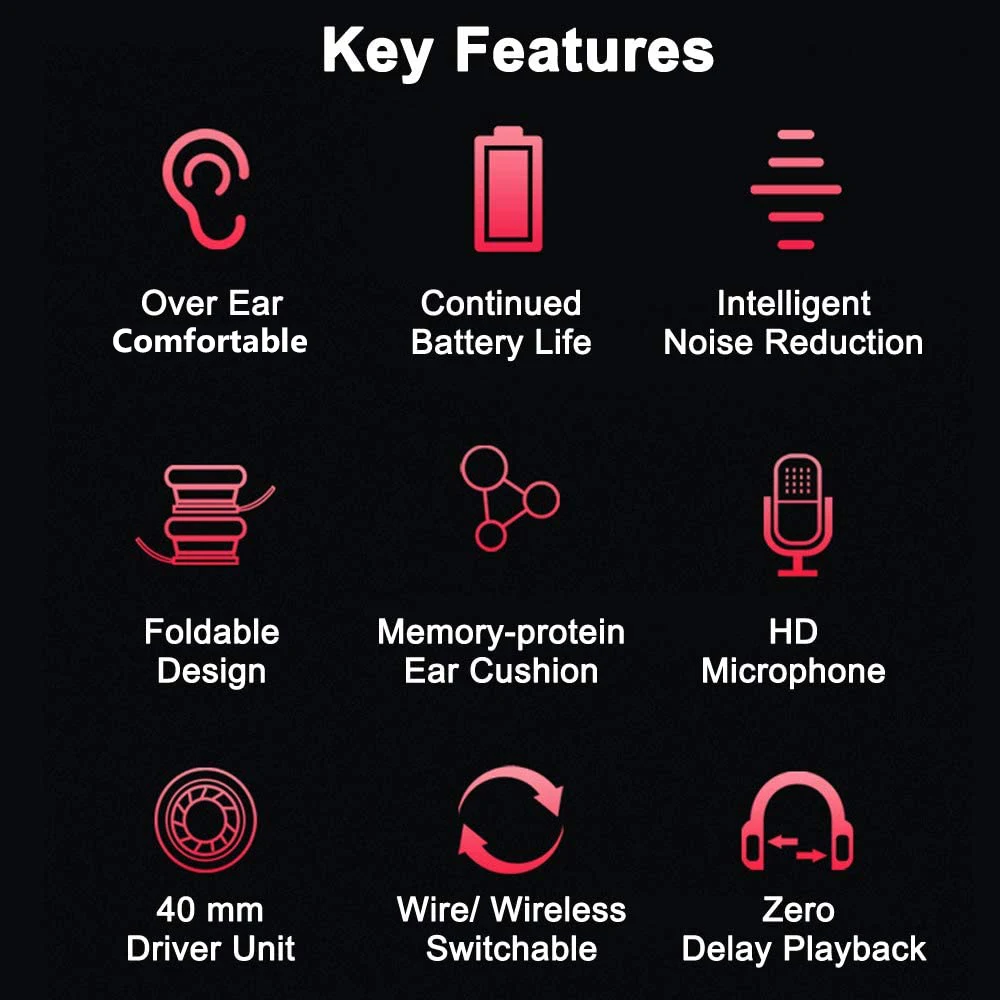 Bluetooth-стереонаушники B39 со светодиодсветодиодный подсветкой и встроенным