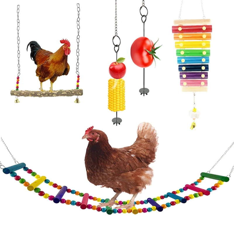

5 Pack Parakeet Toys, Hanging Bell Pet Cage Toys,Bird Swing Chewing Toys For Small Parrots,Finches,Love Birds