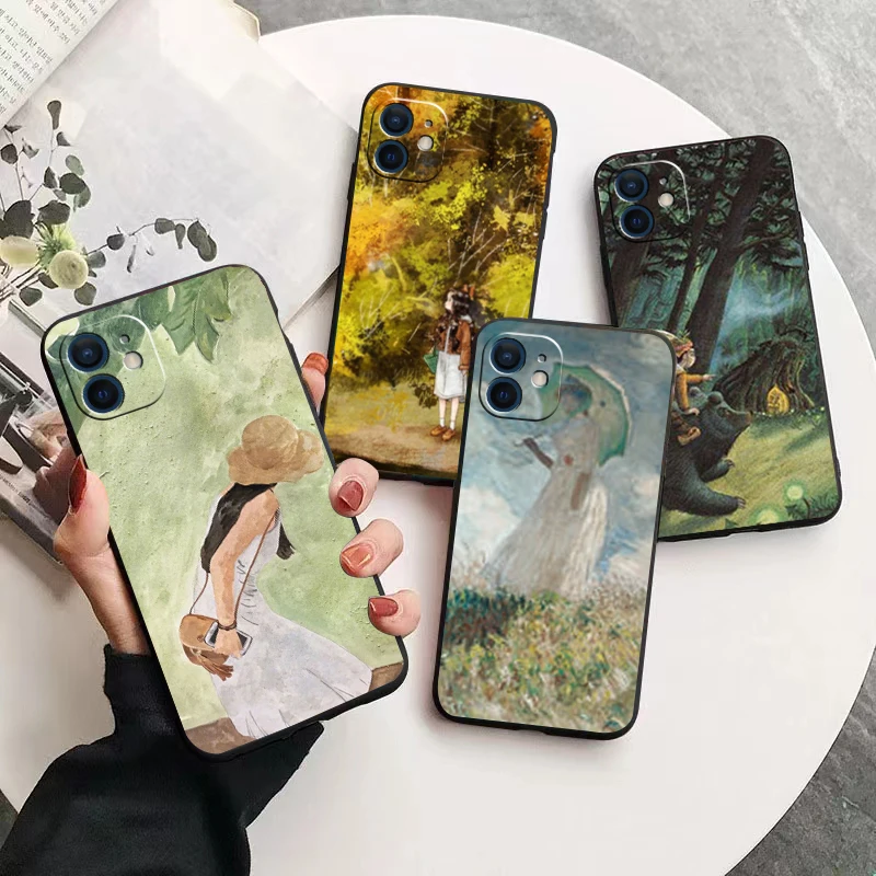 

Cartoon style pattern phone Case For IPhone 13 12 11 Pro Max Mini SE XR X XS Max 8Plus 7plus 6 soft6S New Shell phone Case