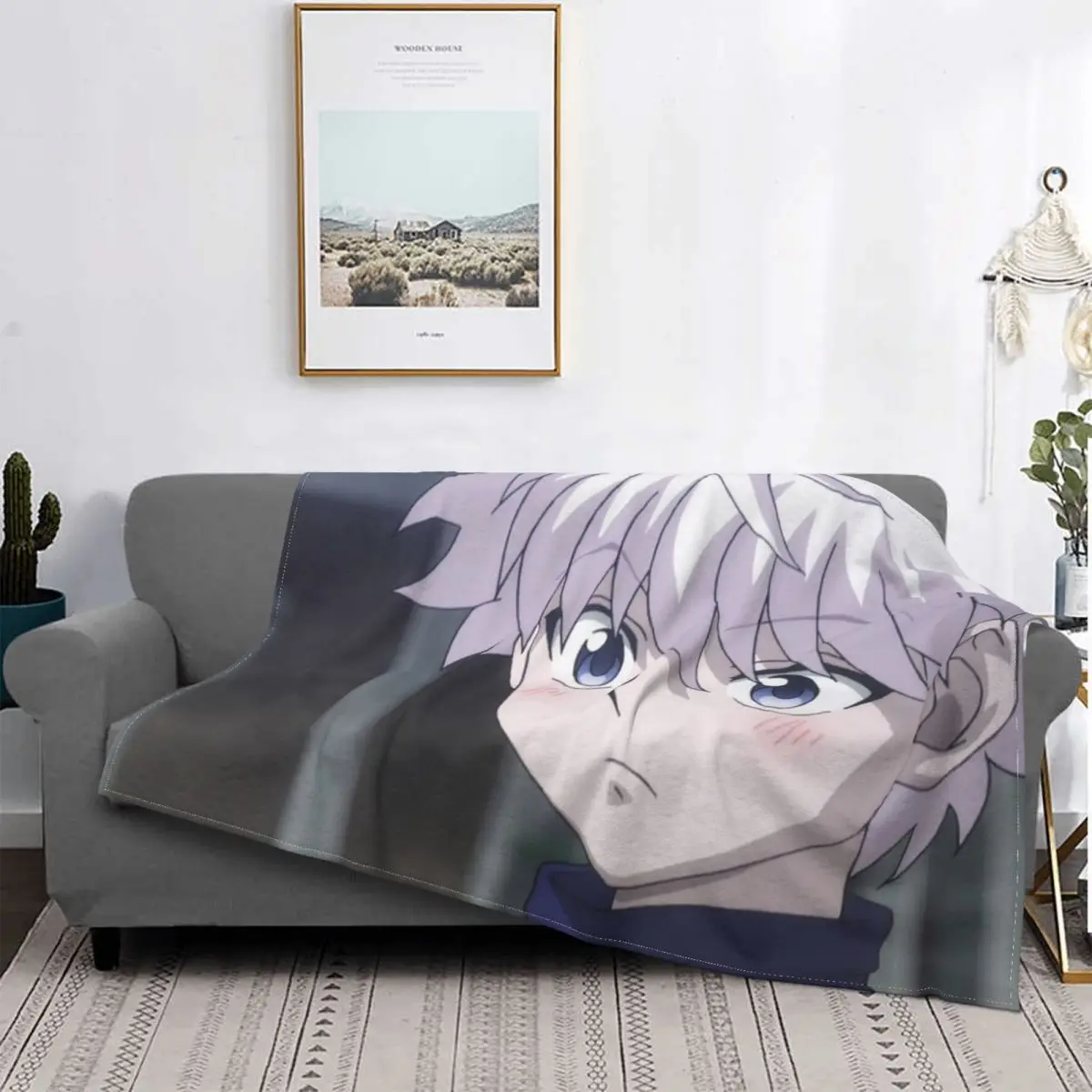 

Killua Hunter X Hunter Fleece Throw Blanket HxH Japaneses Manga Anime Blankets for Bed Office Soft Quilt