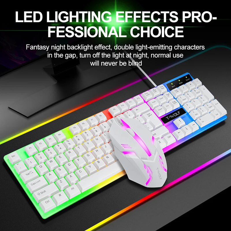 

Gaming Mouse and Keyboard Set Wired Keyboard Set, Rainbow Backlit Gaming EN Computer Waterproof Keyboard Suitable for PC Laptops