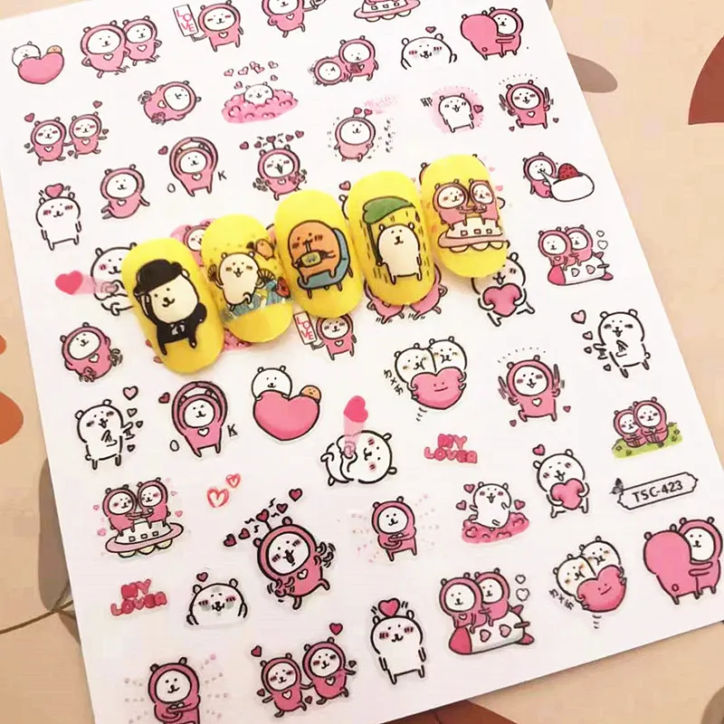 

1 PC Cartoon Design 3D Back Glue DIY Decal Decoration Tools Nail Art Sticker TSC 423