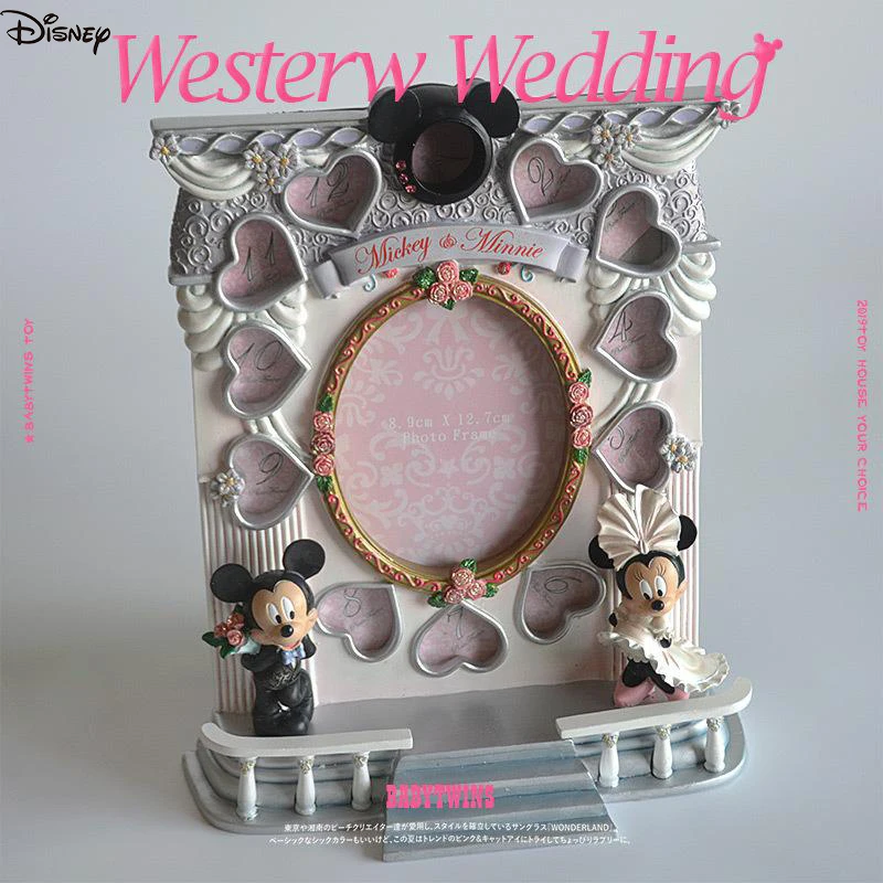 

Оригинальная Фоторамка Disney в коробке, редкий Микки и Минни, Западная Свадебная фоторамка, подарок на день Святого Валентина, свадебные пода...