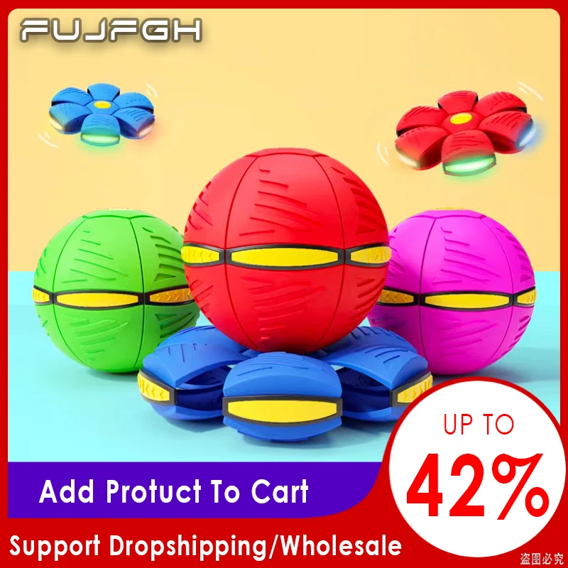 Flat Throw Disc Ball Flying Saucer Ball Magic Deformation Light Flying Toys Decompression Foot Ball Children Outdoor Sports Toys