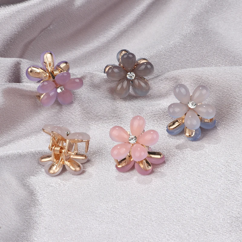 

4Pcs/Set Cute Flower Mini Crab Hairpin Bridal Accessories Women's Jewelry Headress Tiara Alloy Children's Hair Clips Headwear