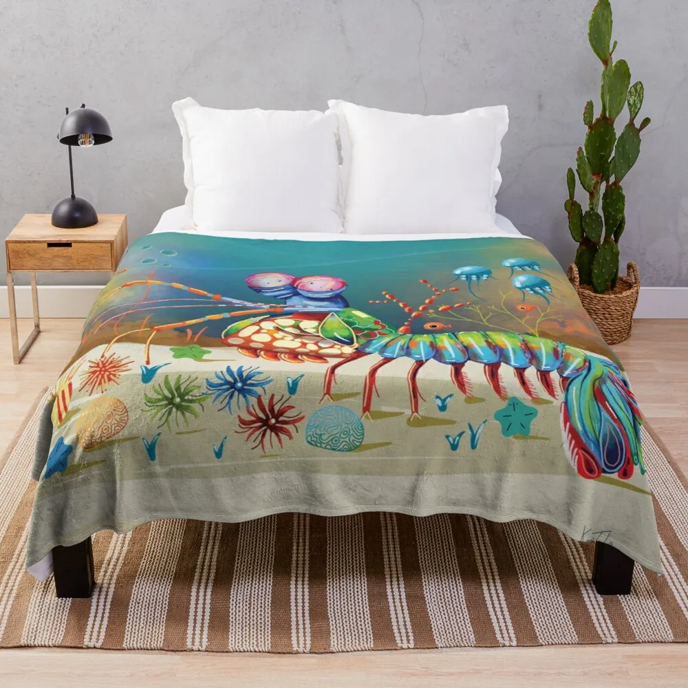 

Peacock Mantis Shrimp Throw Blanket Thin Wadding Blanket