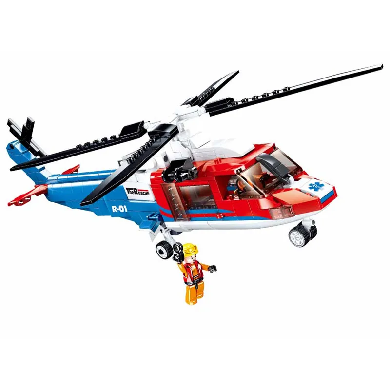 

Sluban Mailackers Military Emergency Rescue S76d Maritime Rescue Aircraft Helicopter War Children Toy Building Block Model Gifts