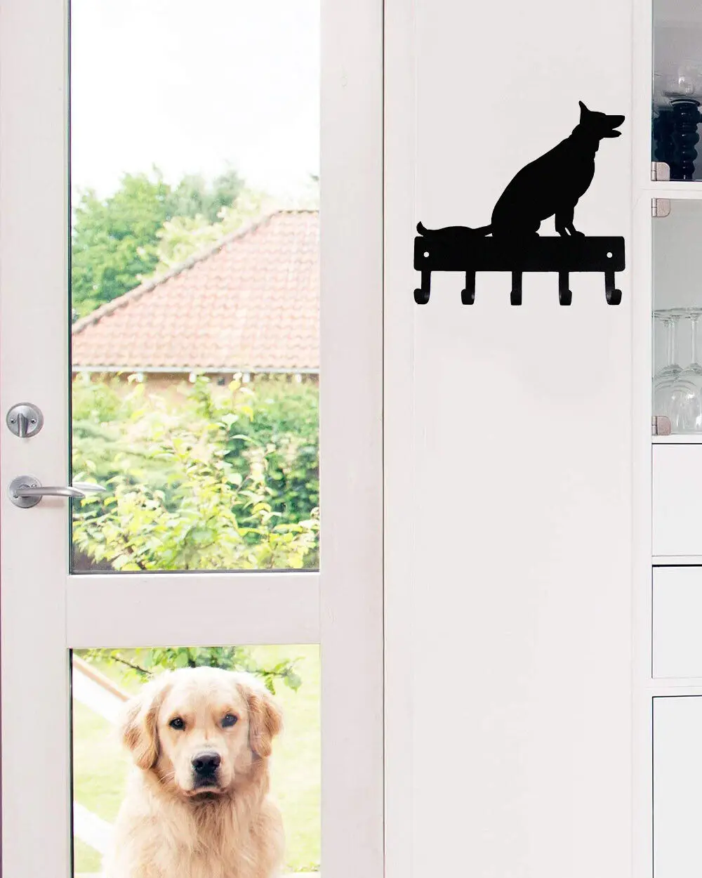 

German Shepherd Sitting - Key Rack Dog Leash Hanger-Brand New Metal Wall Hook