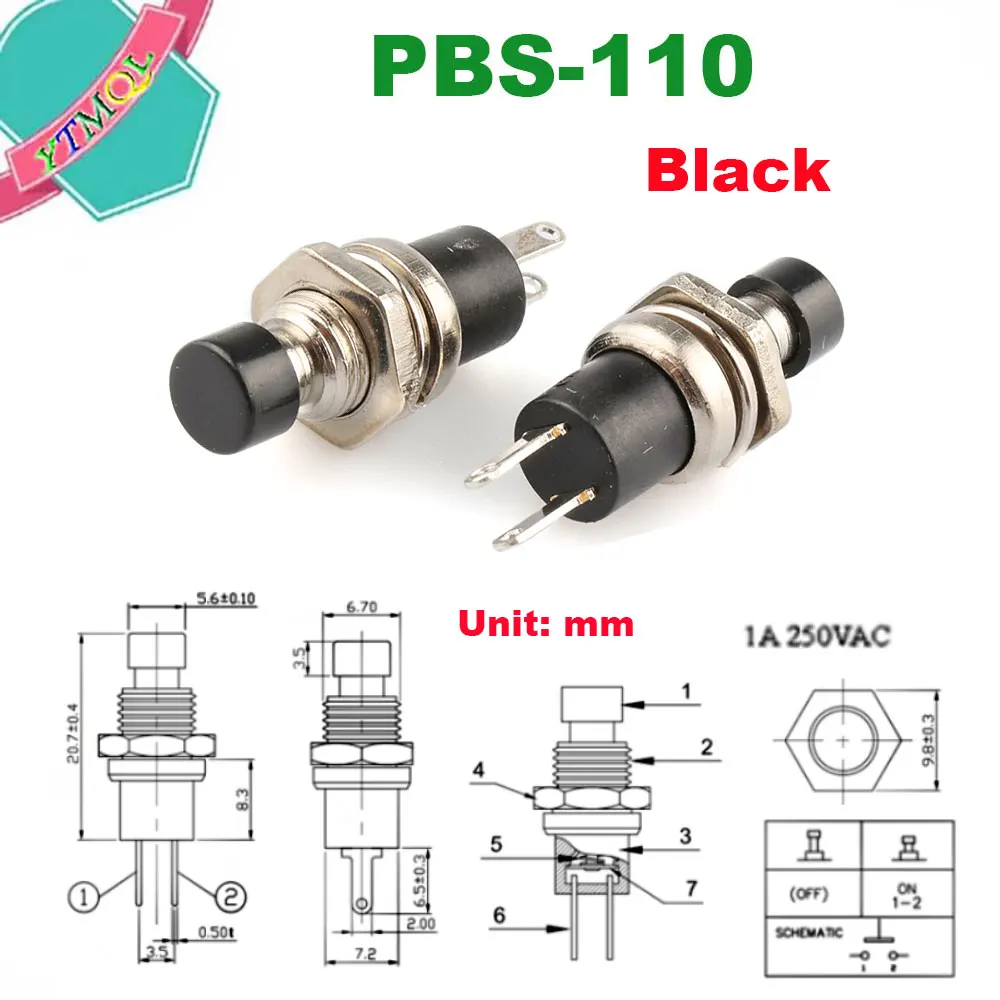 100 шт. NC/NO нормально открытый закрытый мгновенный кнопочный переключатель с