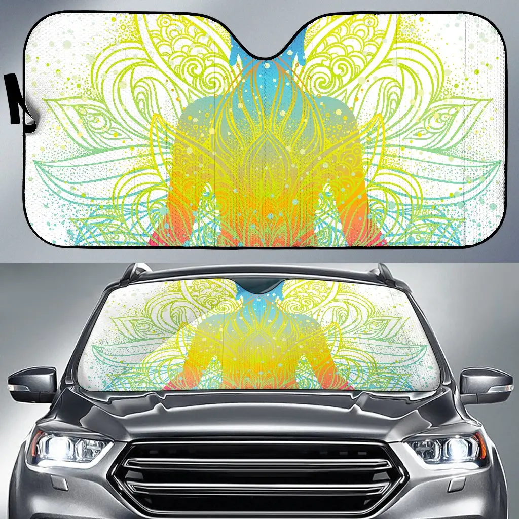 

Colorful Buddha Lotus Print Car Sun Shade