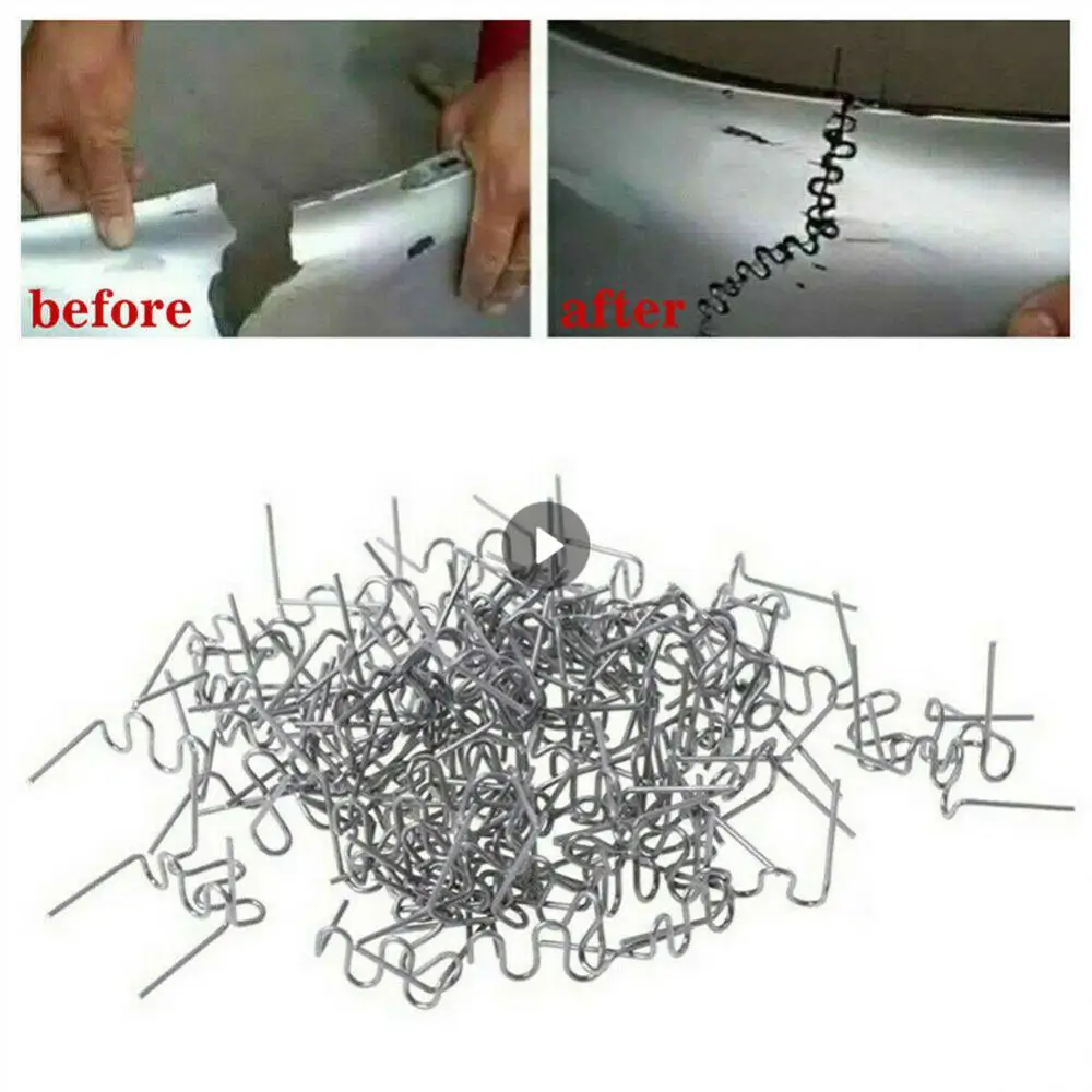 

100Pcs Hot Stapler Plastic Repair Standard Pre Cut Wave Staples Bumper Bodywork Repairs Wave Staples Stainless Steel Repair Tool