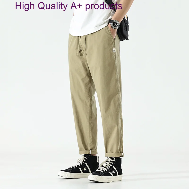 

2023 Spring Summer Casual Pants Men 100% Cotton Loose Chinos White Straight Cargo Trousers Male Brand Clothing Khaki