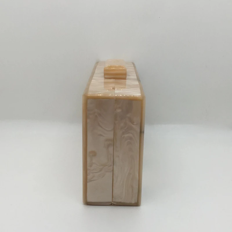 Ladies New Look Champagne Acrylic Evening Bags Luxury Patchwork Marble Hard Box Prom Party Clutch Casual Stylish Crossbody Purse