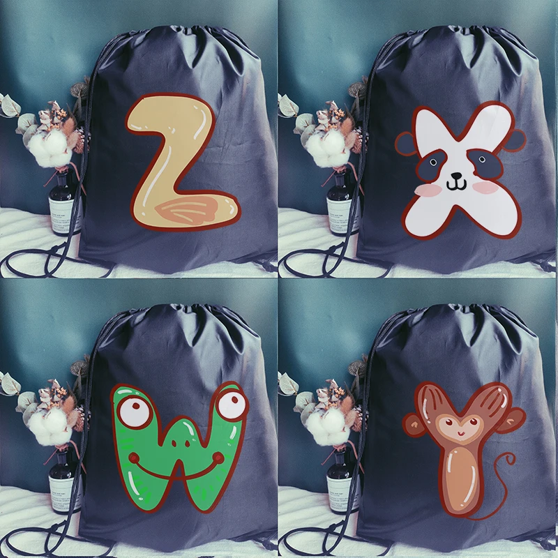 

Рюкзак на шнурке с милым принтом алфавита, женский рюкзак на шнурке, детский школьный рюкзак, мужские спортивные сумки