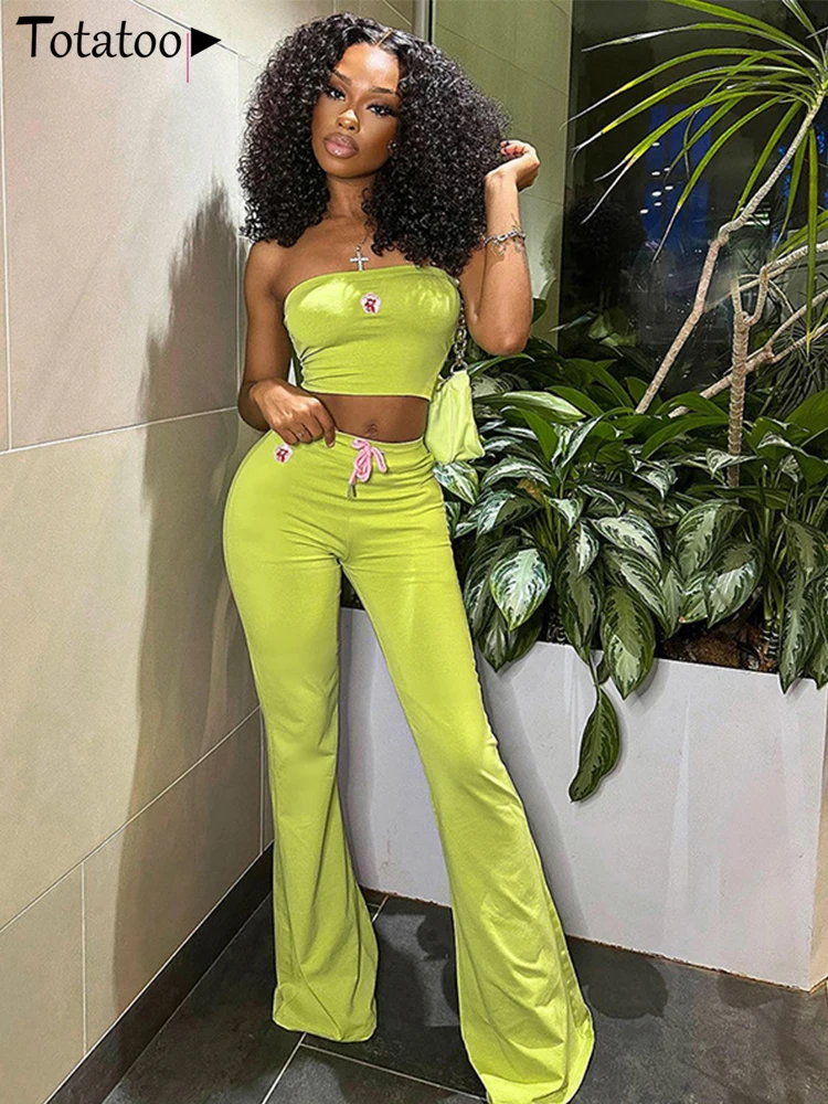 Однотонный комплект из двух предметов с цветочной вышивкой Totatoop женский летний