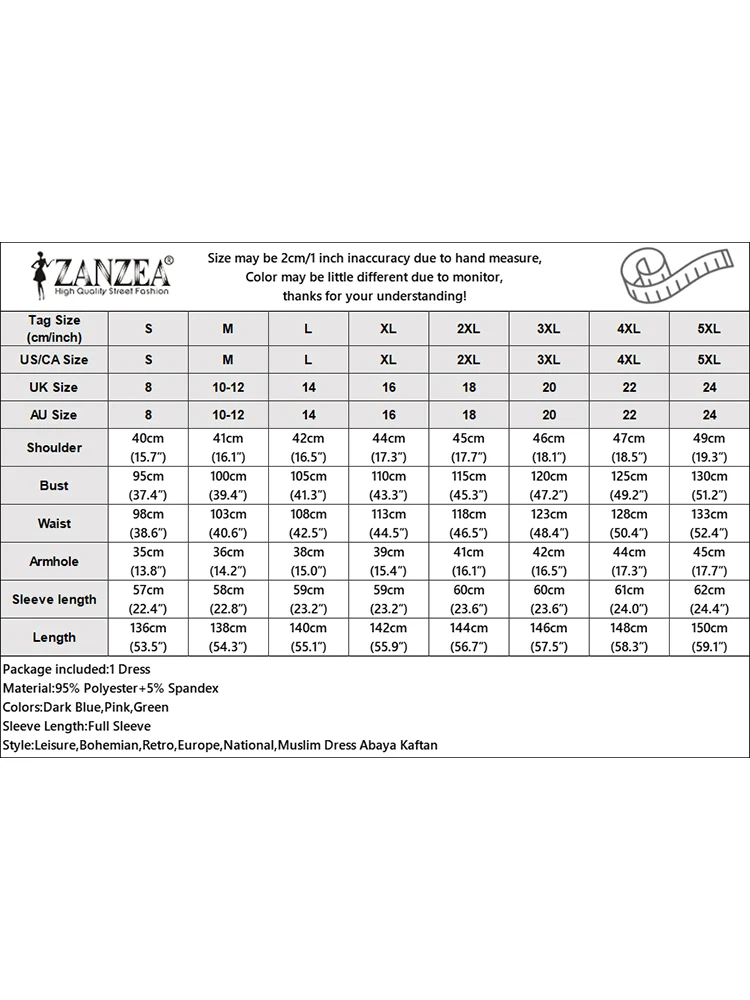 Платье ZANZEA женское осеннее в мусульманском стиле элегантный свободный Макси
