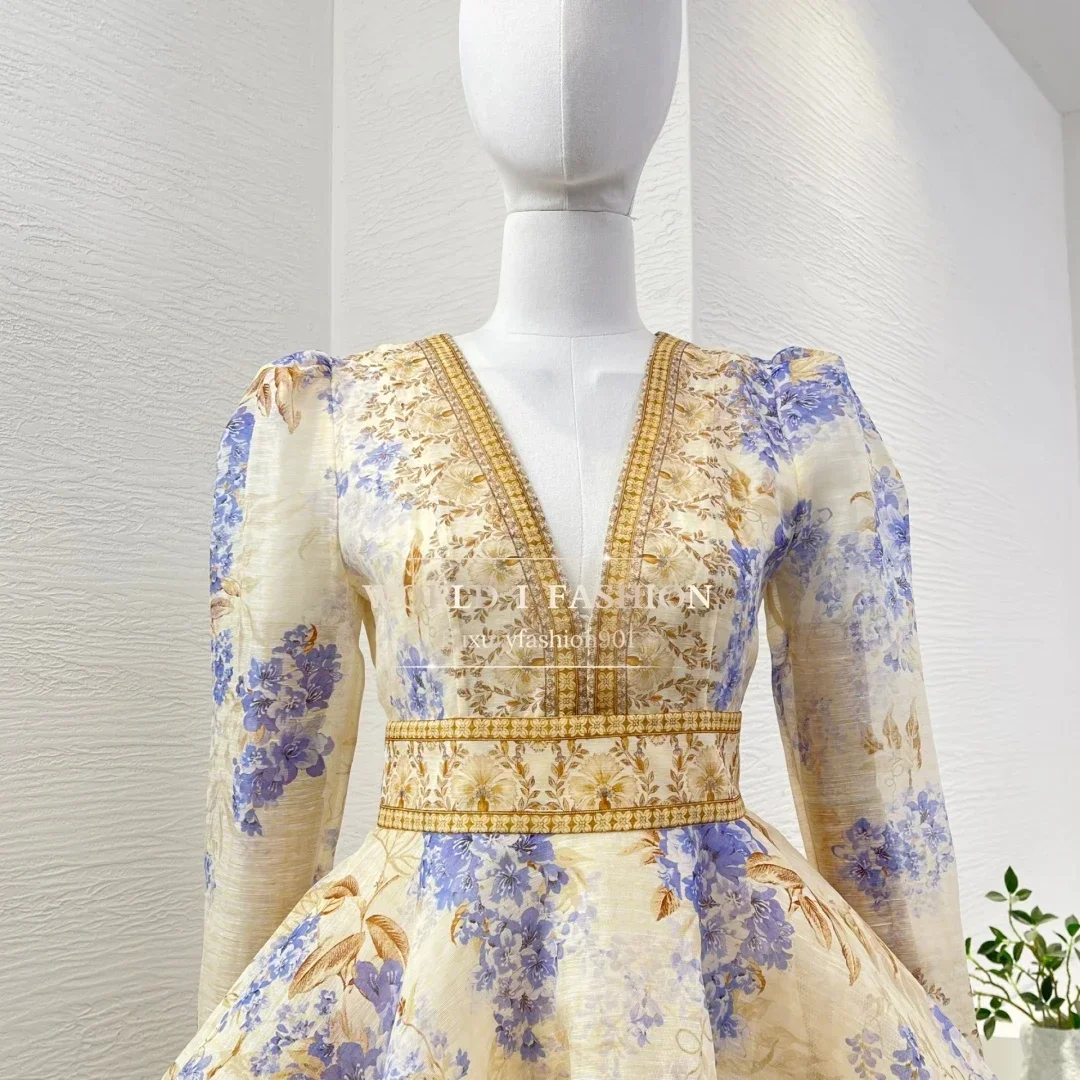 Фиолетовое Goldlen сиреневое фиолетовое мини-платье с длинным рукавом и V-образным