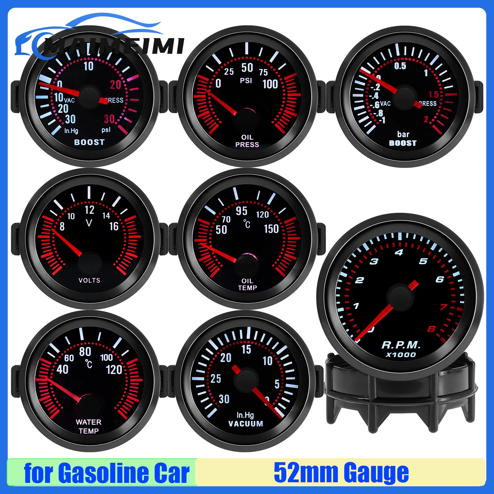 Автомобильный Тахометр с дымчатой линзой 12 В 52 мм турбоускоритель измеритель