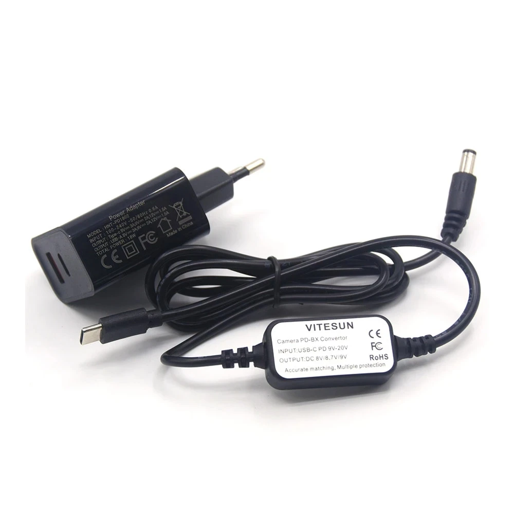 Фото Кабель USB типа C + зарядное устройство PD для аккумулятора PD Power Bank NP-FW50 PW20 DR-E6 LP-E6 DR-400 BP-511 DR-E18 LP-E17 №3