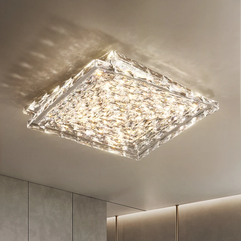 

QJJ Light Luxury Bedroom Light Crystal Ceiling Lamp Post-Modern Simple Atmosphere Living Room Dining-Room Lamp Study Lamp