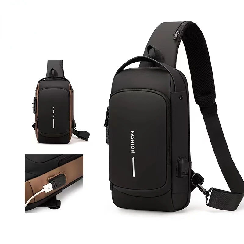 

Designer Men Multifunction Anti-theft USB Shoulder Bag Crossbody Travel Sling Bag Pack Messenger Chest Bag Luxury Brand Fashion