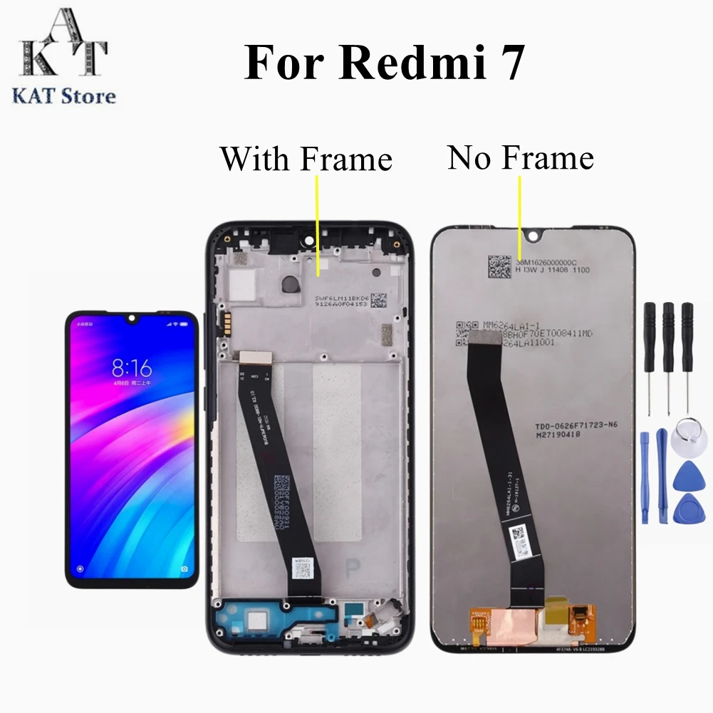 

KAT 6.26" Original Screen For Xiaomi Redmi 7 M1810F6LG M1810F6LH LCD Digitizer Assembly With Frame Best After-sales service
