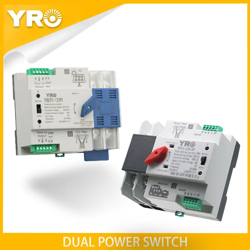 

Din Rail 2P Mini ATS Dual Power Automatic Transfer Switch Electrical Selector Switches Uninterrupted Power 100A