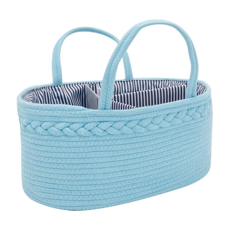 

Baby Diapers Storage Bag Multifunction Cotton Rope Woven Storage Basket Internal Removerale Partition Bin Food Storage