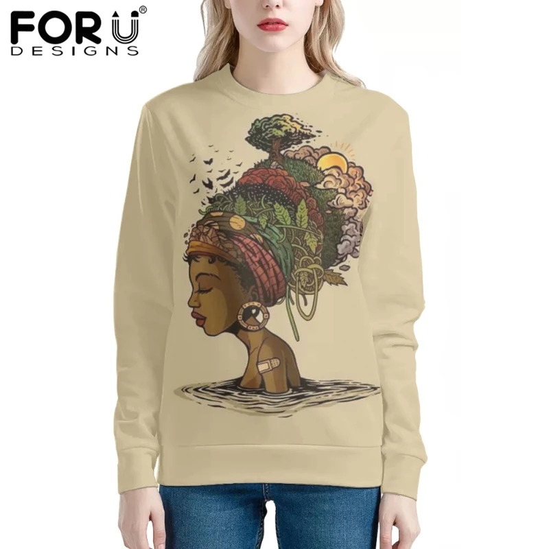 

FORUDESIGNS New Style Women O-neck Pullover African Girls Hoodies for Ladies Autumn Female Long Sleeve Sweatshirt Oversized 2022
